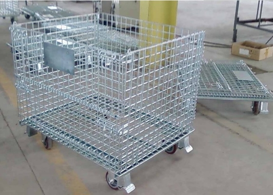 Vierkante Gaten Vouwbare Gelaste Draad Mesh Turnover Box For Warehouse/Workshop