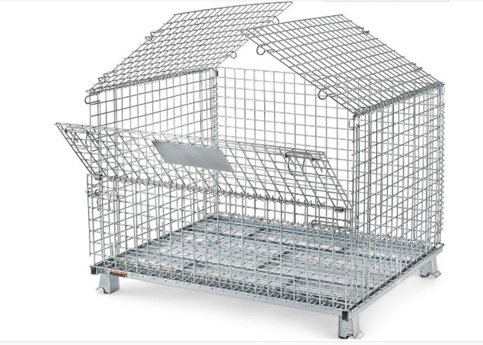 Vierkante Gaten Vouwbare Gelaste Draad Mesh Turnover Box For Warehouse/Workshop